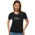 Moteriški juodos spalvos marškinėliai Zaraza-Marškinėliai su spauda-Užrašai moterims