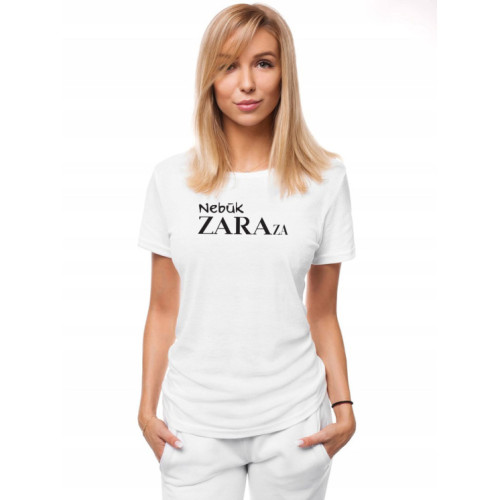 Moteriški baltos spalvos marškinėliai Zaraza-Marškinėliai su spauda-Užrašai moterims
