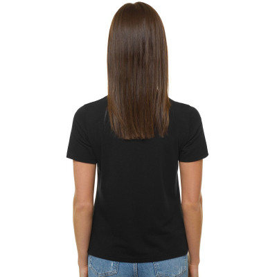 Moteriški juodos spalvos marškinėliai Pikčiūrna-Marškinėliai su spauda-Užrašai moterims