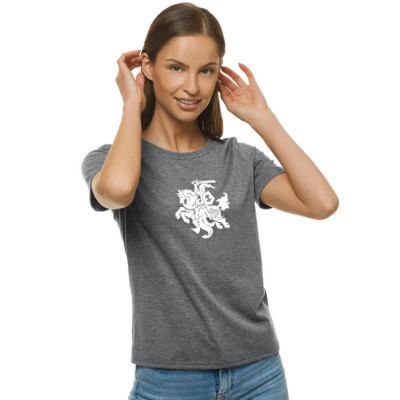 Moteriški pilkos spalvos marškinėliai Vytis-Marškinėliai su spauda-Užrašai moterims