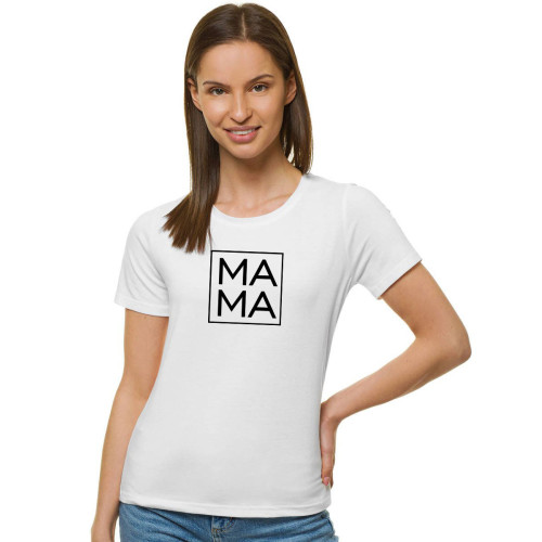 Moteriški balti marškinėliai MAMA-Marškinėliai su spauda-Užrašai moterims