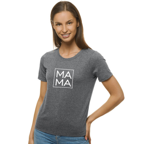 Moteriški tamsiai pilki marškinėliai MAMA-Marškinėliai su spauda-Užrašai moterims