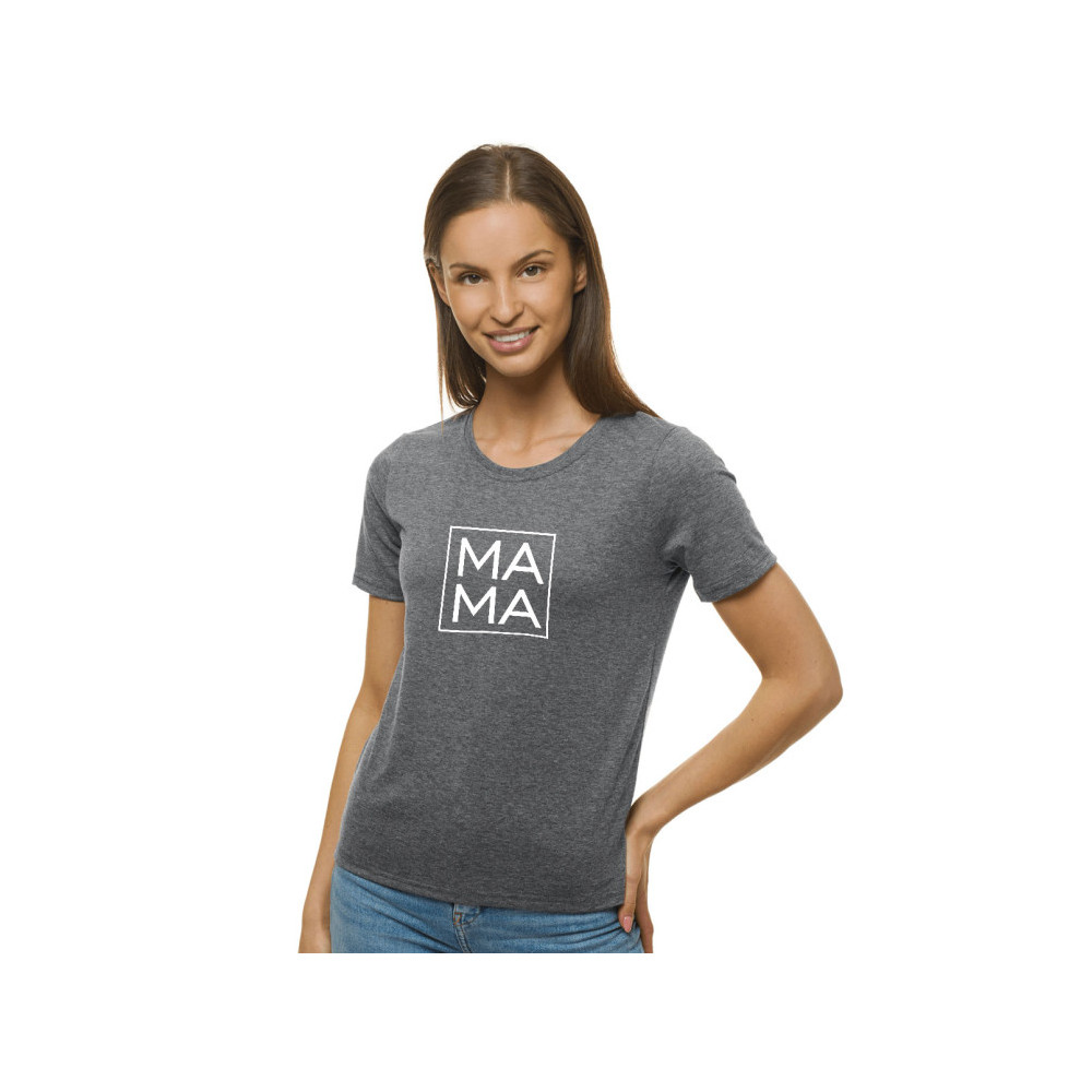 Moteriški tamsiai pilki marškinėliai MAMA-Marškinėliai su spauda-Užrašai moterims
