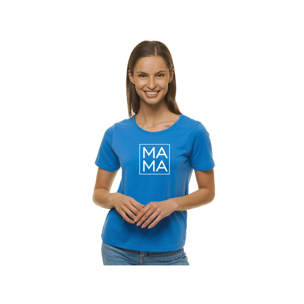 Moteriški mėlyni marškinėliai MAMA-Marškinėliai su spauda-Užrašai moterims