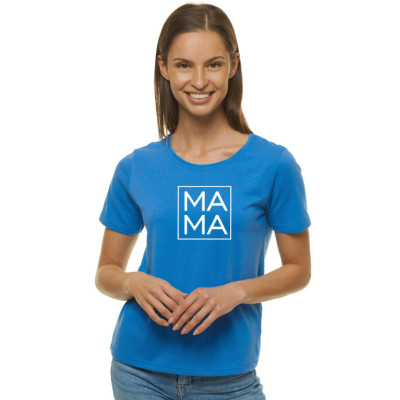 Moteriški mėlyni marškinėliai MAMA-Marškinėliai su spauda-Užrašai moterims
