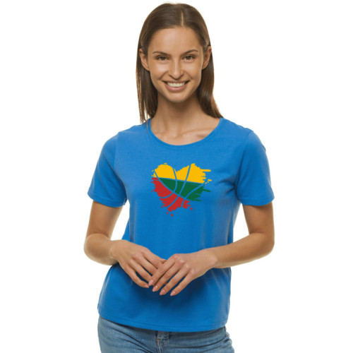 Moteriški mėlyni marškinėliai LTU-Marškinėliai su spauda-Užrašai moterims