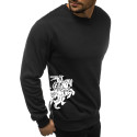 Vyriškas džemperis - juodas su herbu ant šono Vytis-Vyriški džemperiai su spauda-Užrašai vyrams