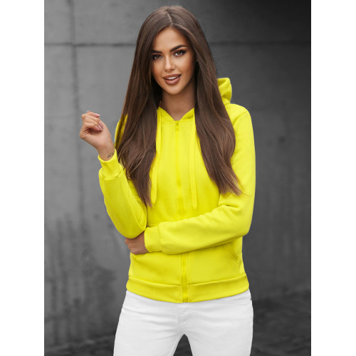Moteriškas džemperis su gobtuvu geltonos-neoninės spalvos Look-Džemperiai su gobtuvu-Džemperiai