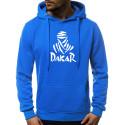 Mėlynos spalvos vyriškas džemperis su gobtuvu Dakar-Vyriški džemperiai su spauda-Užrašai vyrams