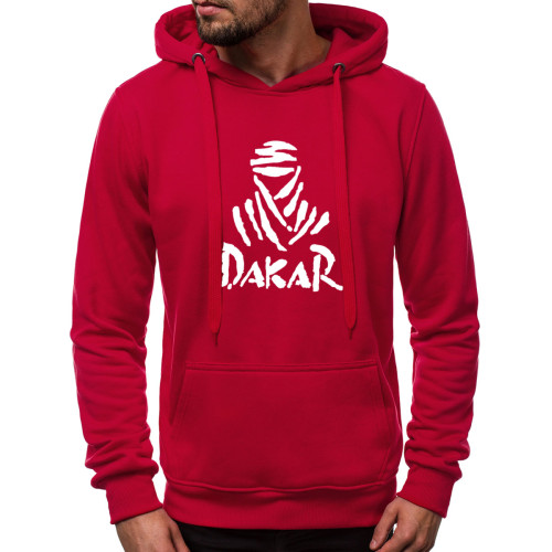 Bordo spalvos vyriškas džemperis su gobtuvu Dakar-Vyriški džemperiai su spauda-Užrašai vyrams