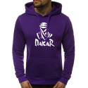 Violetinės spalvos vyriškas džemperis su gobtuvu Dakar-Vyriški džemperiai su spauda-Užrašai