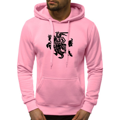 Šviesiai rožinis vyriškas džemperis su gobtuvu Vytis-Vyriški džemperiai su spauda-Užrašai