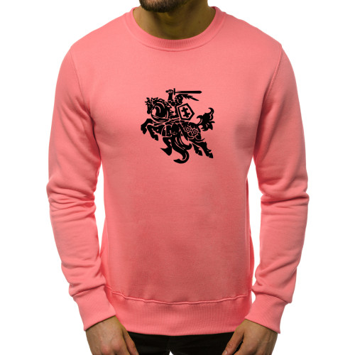 Rožinės spalvos džemperis Vytis-Vyriški džemperiai su spauda-Užrašai vyrams