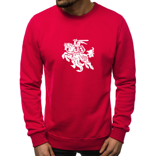 Raudonos spalvos džemperis Vytis-Vyriški džemperiai su spauda-Užrašai vyrams