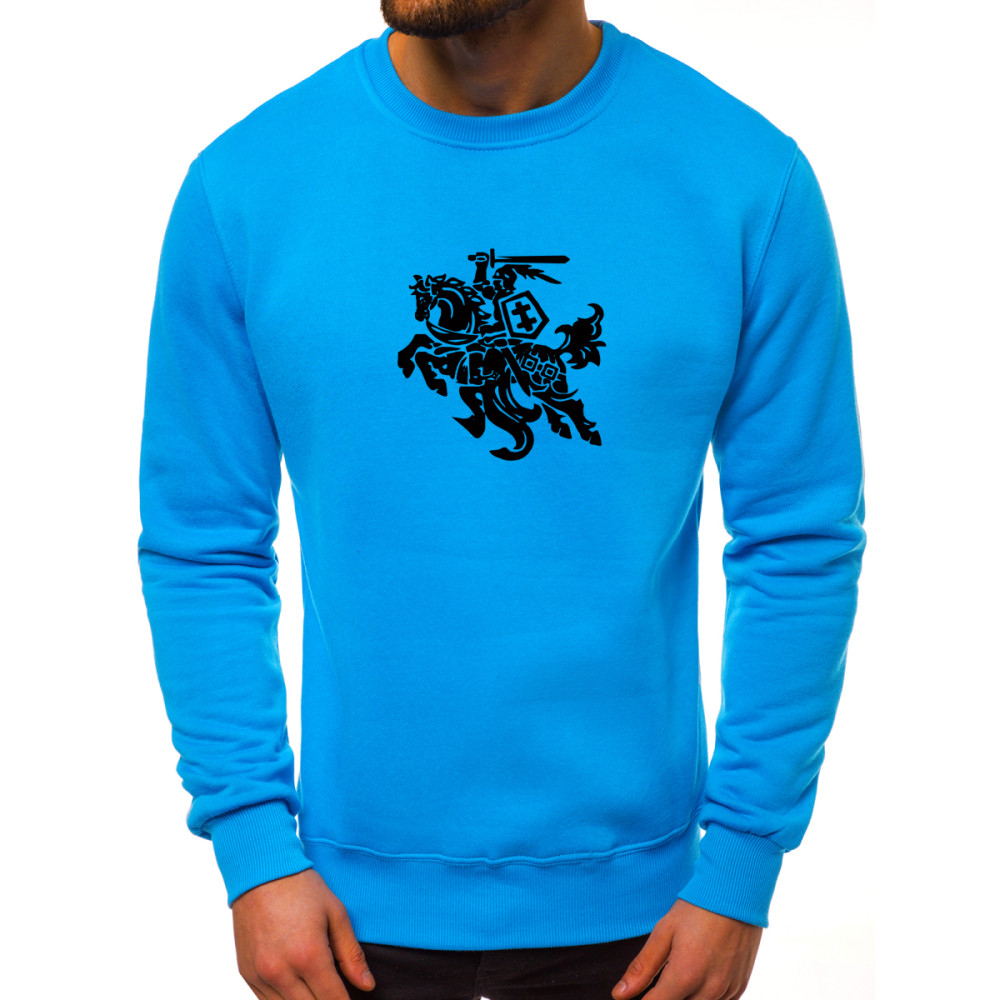 Šviesiai mėlynos spalvos džemperis Vytis-Vyriški džemperiai su spauda-Užrašai vyrams