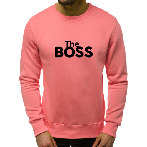 Rožinės spalvos džemperis The boss-Vyriški džemperiai su spauda-Užrašai vyrams