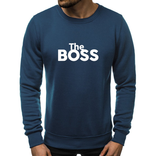 Indigo spalvos džemperis The boss-Vyriški džemperiai su spauda-Užrašai vyrams