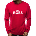 Raudonos spalvos džemperis The boss-Vyriški džemperiai su spauda-Užrašai vyrams