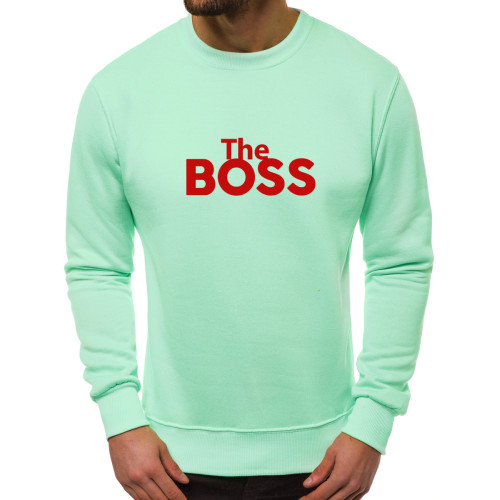 Mėtinės spalvos džemperis The boss-Vyriški džemperiai su spauda-Užrašai vyrams
