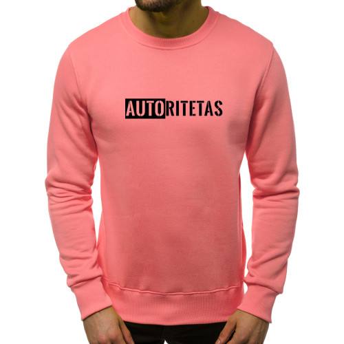 Rožinis vyriškas džemperis Autoritetas-Vyriški džemperiai su spauda-Užrašai vyrams