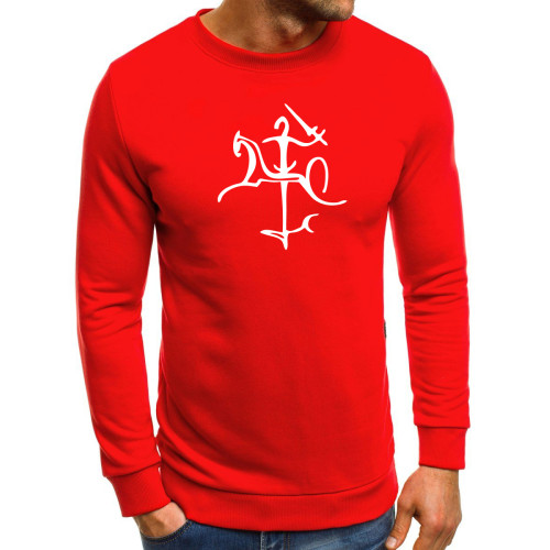 Vyriškas raudonas džemperis su Vytis stilistikas-Vyriški džemperiai su spauda-Užrašai vyrams