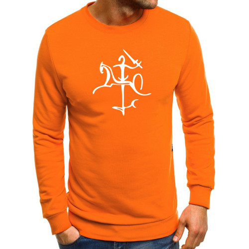 Vyriškas oranžinis džemperis su Vytis stilistika-Vyriški džemperiai su spauda-Užrašai vyrams