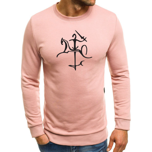 Vyriškas šviesiai rožinis džemperis su Vytis stilistika-Vyriški džemperiai su spauda-Užrašai