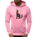 Šviesiai rožinis vyriškas džemperis su gobtuvu Vilkas-Vyriški džemperiai su spauda-Užrašai