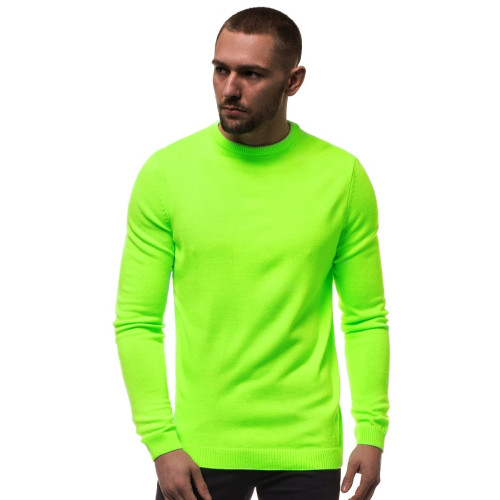 Vyriškas neoninis žalias stilingas džemperis Duril-Džemperiai be gobtuvo-Vyriški džemperiai|
