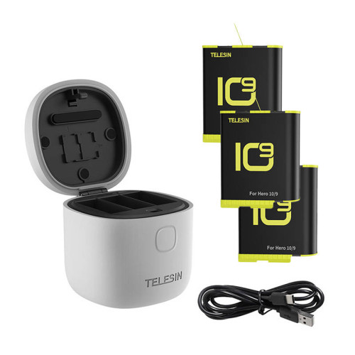 Telesin 3-slot waterproof charger Allin box for GoPro Hero 9 / Hero 10 + 3 batteries