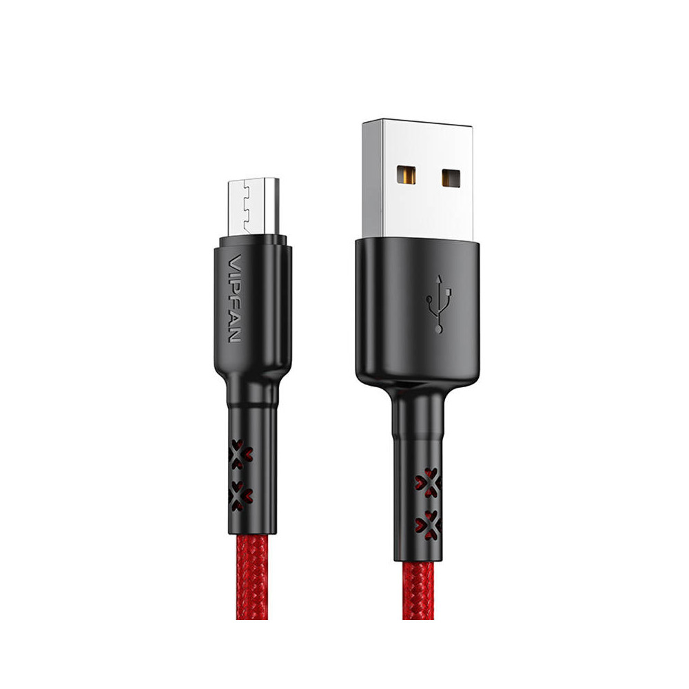 USB to Micro USB cable Vipfan X02, 3A, 1.8m (red)-Mobiliųjų telefonų priedai-Telefonai ir