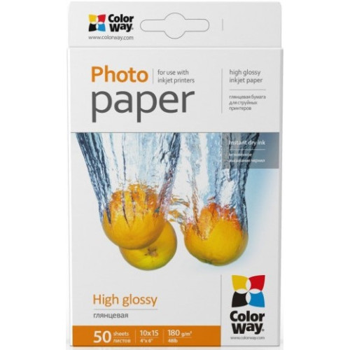 Fotopopierius ColorWay High Glossy Photo Paper, 50 Sheets, 10x15, 180 g/m-Popierius ir