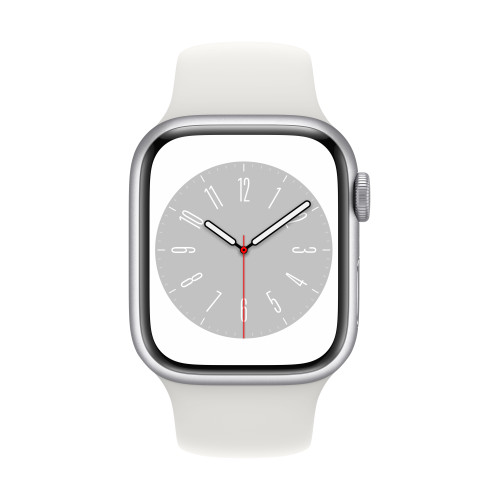 Išmanusis laikrodis Apple Watch Series 8 GPS 45mm Silver Aluminium Case with White Sport Band