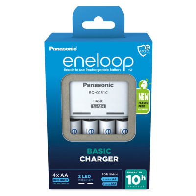 Įkroviklis su įkraunamomis baterijomis Rechargeable battery charger Ni-MH Panasonic Eneloop