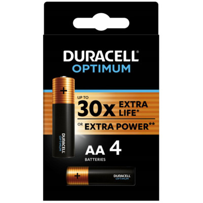 Baterijos DURACELL Optimum, AA, 4 vnt.-Elementai, baterijos-Smulki elektronika