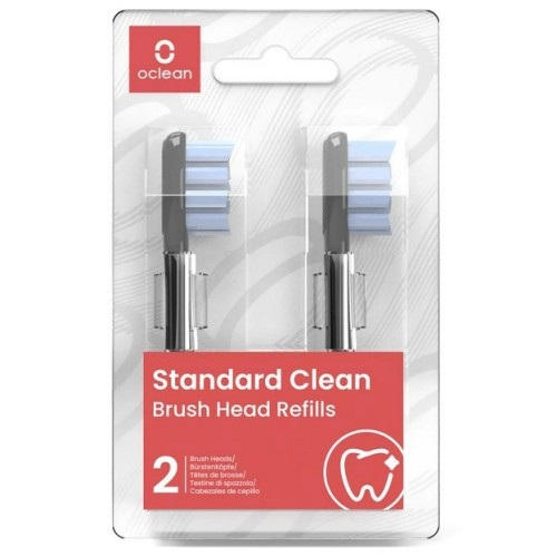 DANTŲ ŠEPETELIO ANTGALIAI Oclean Standard Clean Brush Head B02 Black 2 pcs-Dantų šepetėlių