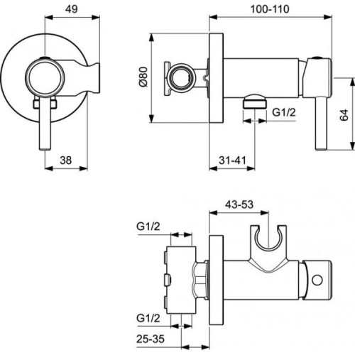Potinkinis bide maišytuvas Ideal Standard A5809AA, chromo-Potinkinė dušo sistema-Vonios ir