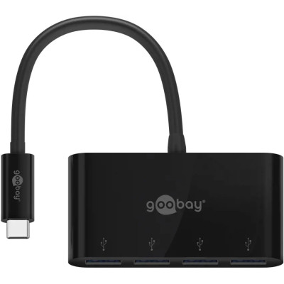 USB šakotuvas Goobay 4-Port USB-C Multiport Adapter 61073 Black, USB-A, TypeC-Laidai