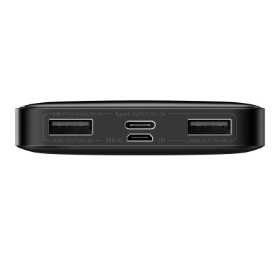 LiPo išorinis akumuliatorius (Powerbank) 10000mAh 15W 5V 3A 2xUSB + USB C Bipow juodas