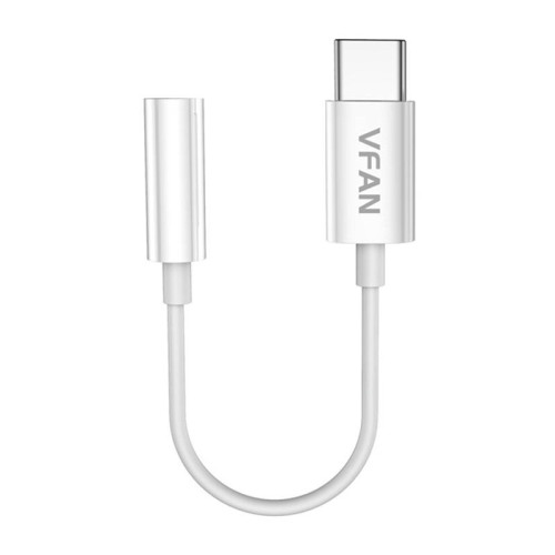 Vipfan L08 USB-C to mini jack 3.5mm AUX cable, 10cm (white) Telefonai ir laikrodžiai