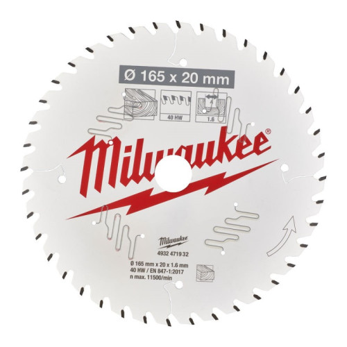 Medžio pjovimo diskas MILWAUKEE CSB P W 165x1,6x20 40ATB-Medžio pjovimo diskai-Pjovimo diskai