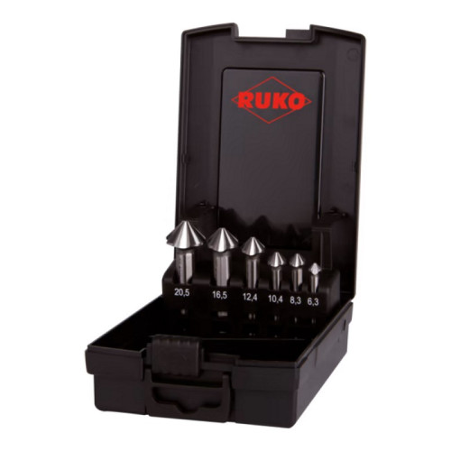 6 dalių gilintuvų rinkinys RUKO HSS 4S 6,3-20,5mm-Gilintuvai, plėstuvai-Metalo grąžtai