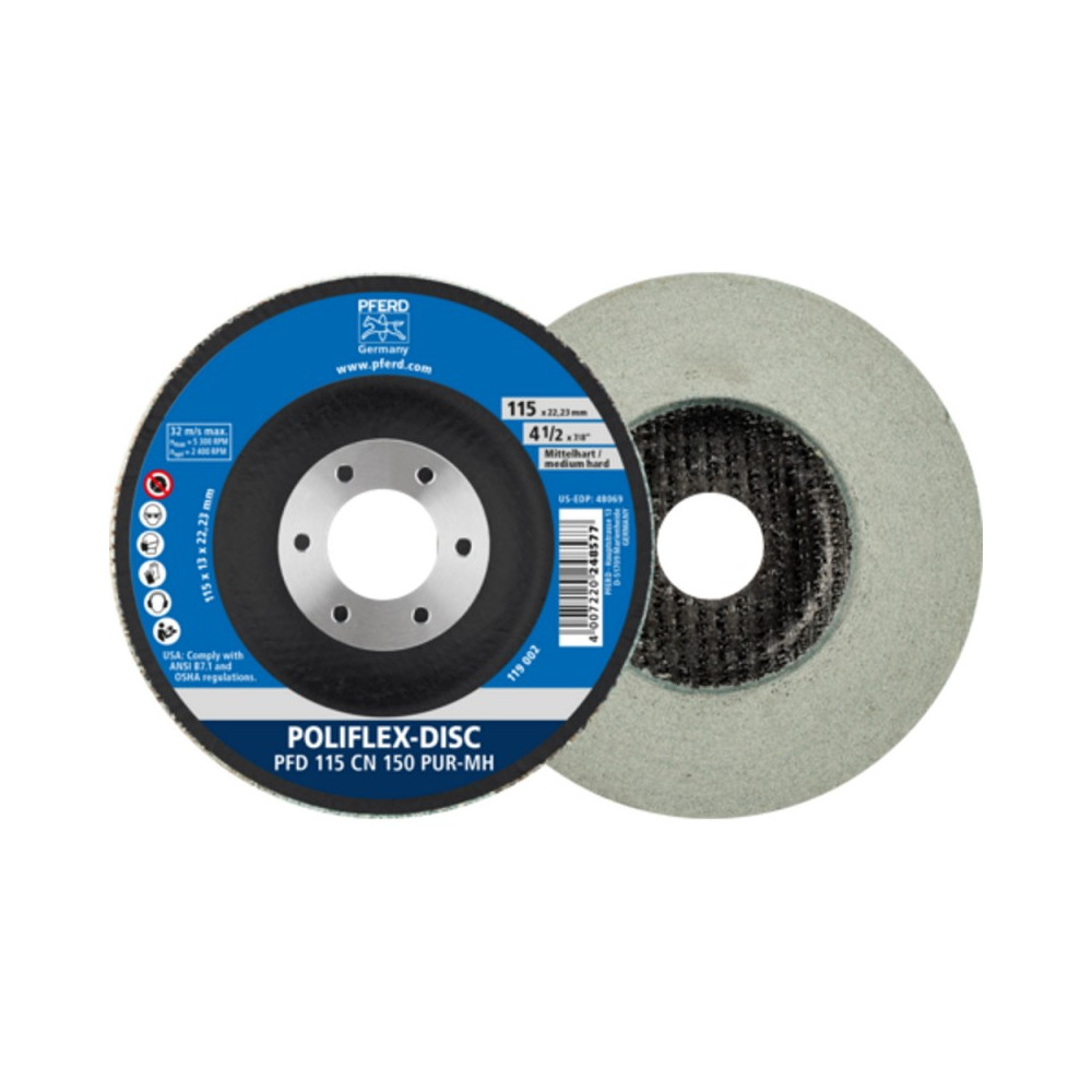 Šlifavimo diskas PFERD PFD 115-22 CN 150 PUR-MH-Metalo šlifavimo diskai-Abrazyvai