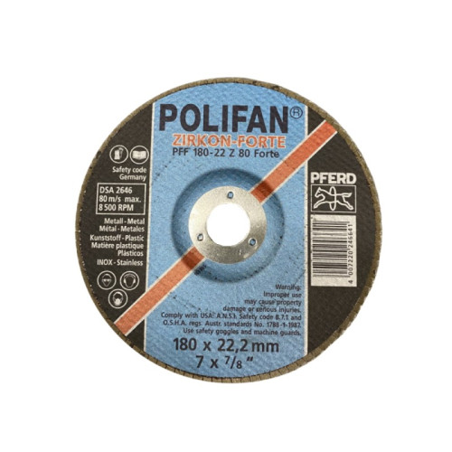 Šlifavimo diskas PFERD PFF180 Z 80 SGP-Special-Lapeliniai šlifavimo diskai-Abrazyvai