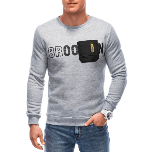 Pilkas vyriškas džemperis Broo-Džemperiai be gobtuvo-Vyriški džemperiai| Džemperiai