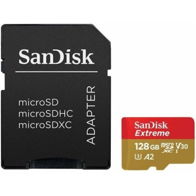 Atminties kortelė SANDISK Extreme 128GB microSDXC for Action Cams andDrones +-Atminties