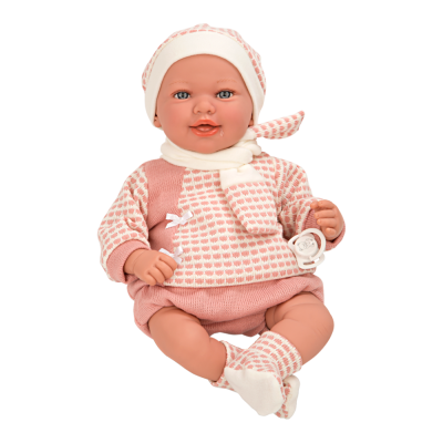 Arias kūdikėlis rausvais rūbeliais, juokiasi, 45 cm-Lėlės kūdikėliai-ARIAS Lėlės
