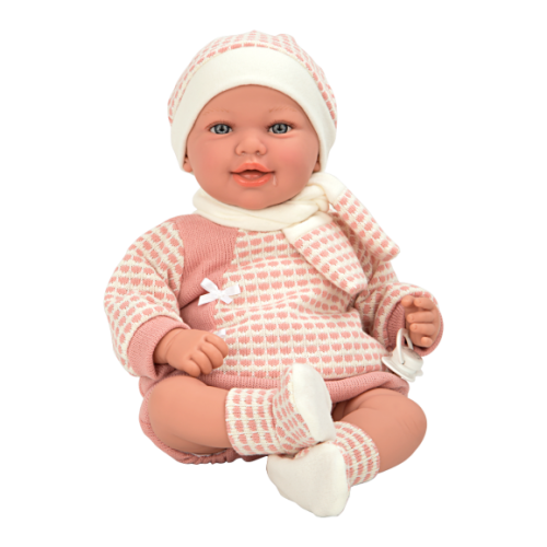 Arias kūdikėlis rausvais rūbeliais, juokiasi, 45 cm-Lėlės kūdikėliai-ARIAS Lėlės