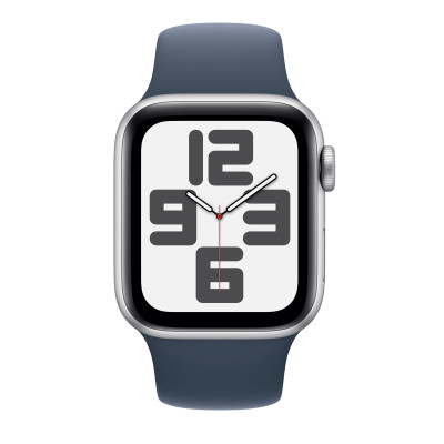 Išmanusis laikrodis Apple Watch SE GPS 44mm Silver Aluminium Case with Storm Blue Sport Band -