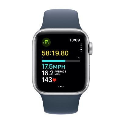 Išmanusis laikrodis Apple Watch SE GPS 44mm Silver Aluminium Case with Storm Blue Sport Band -